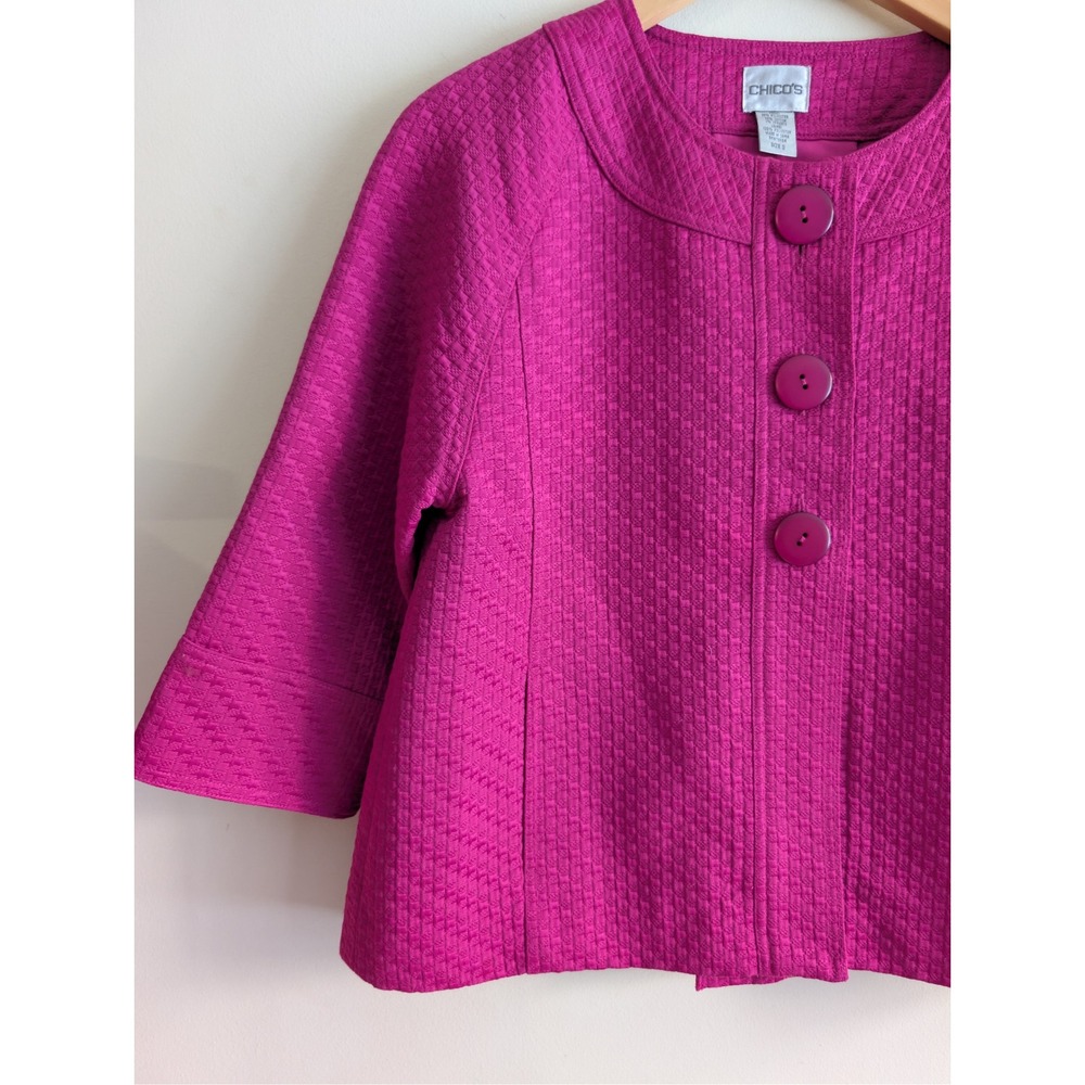 Chicos Textured Button Front Cropped Jacket Blaze… - image 6